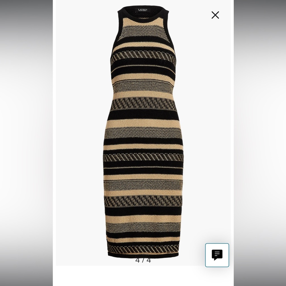 Ralph Lauren Black Gold Strapless Cocktail Dress